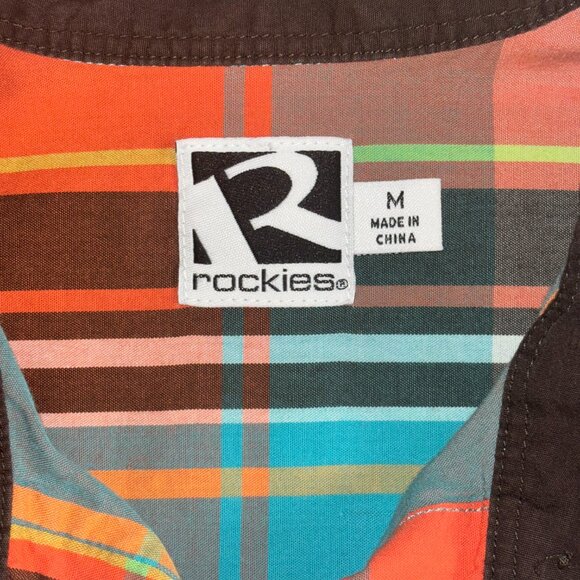 Rockies Orange and Blue Plaid Button-Up Shirt - Size M - Picture 10 of 13